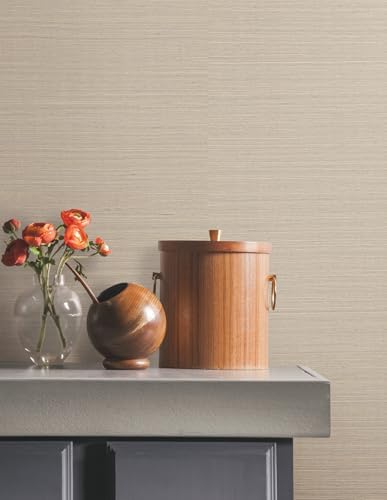 York Wallcoverings Natural Sisal Grey Peel and Stick Grasscloth Wallpaper - Image 2