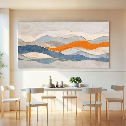 Large Blue And White Abstract Wall Art - Image 4