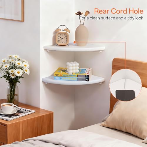 White Corner Wall Shelf 10inch Solid Oak Wood Floating Corner Shelf - Image 5