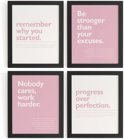 DSHFG Pink Motivational Inspirational Office Wall Art Decor Prints Set of 4 by Unknown