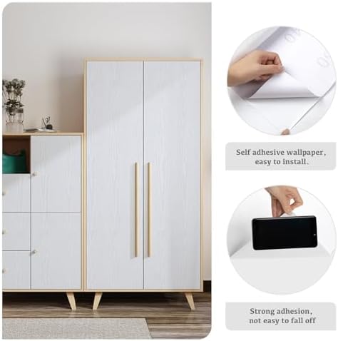 White Contact Paper Peel and Stick Self Adhesive Wood Grain Wallpaper - Image 3