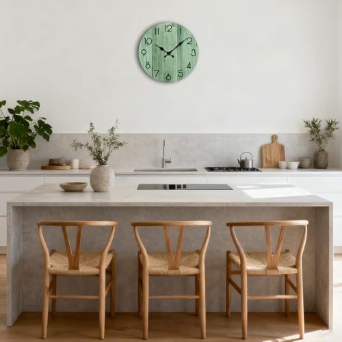 8 Inch Small Wall Clock, Silent Non-Ticking Green Rustic Wall Clock - Image 6