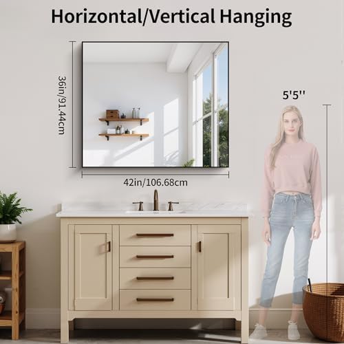 YIROMAN Bathroom Mirror 36"x42", Rectangular Vanity Mirror - Image 2