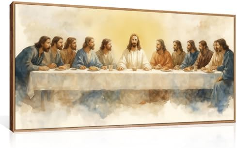 FWIEXA Jesus Last Supper Canvas Wall Art, Framed Easter Christian Decor Painting by FWIEXA