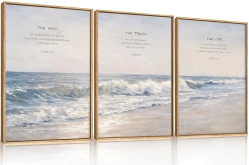 HOURIA The Way The Truth The Life Scripture Framed Canvas Wall Art Set by HOURIA