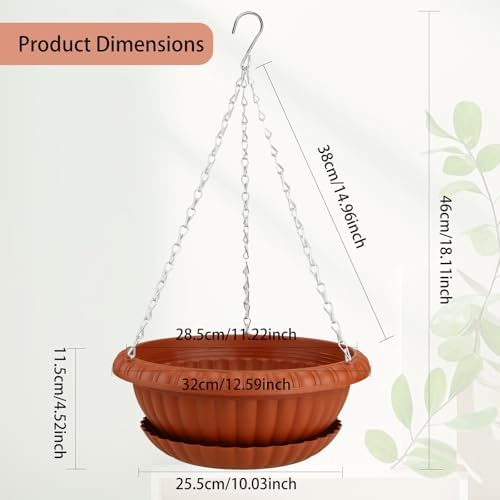 summer flower 3 Pack Large Hanging Planters 12.59in Plastic Plant Pots - Image 2
