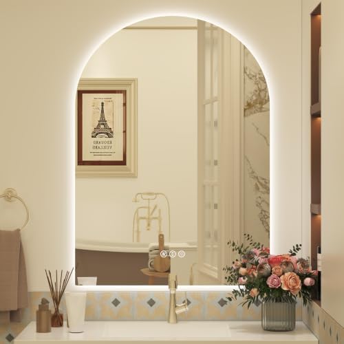 Arched Backlit LED Lighted Bathroom Mirror 22x30 by LuxulumMirror