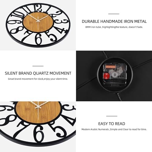 Maxstar Round Wall Clock for Living Room Decor Battery Operated Non Ticking - Image 4