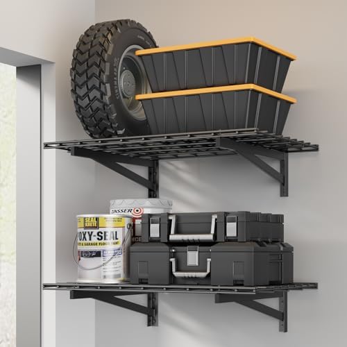 Jusgym 2 Pack Wall Mounted Garage Shelving, 700lbs Integrated Grid by Jusgym