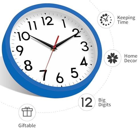 DAXSMY 8 Inch Wall Clock, Battery Operated Silent Non Ticking - Image 6