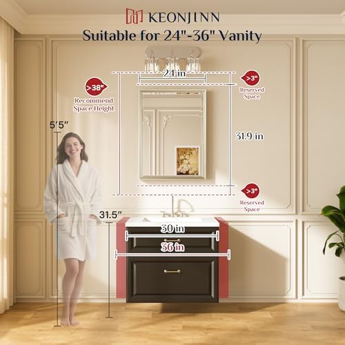 Keonjinn 24"x32" Brushed Nickel Mirror - Image 2