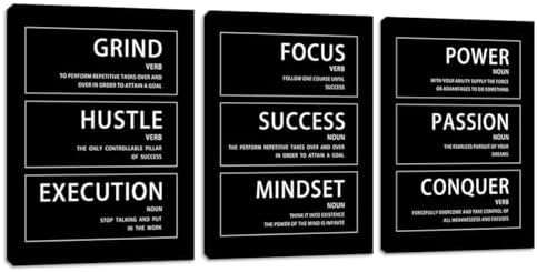 Yetaryy Inspirational Canvas Wall Art Office Decor 3 Pieces Motivational Grind by Yetaryy