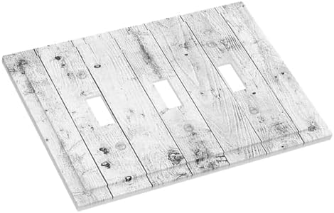 Decorative Switch Plates Rustic White Grey Wood Grain 3 Gang Wall Plate - Image 3