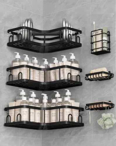 Veken Large Capacity Corner Shower Caddy 6-Pack, Advanced Rustproof Design by Veken