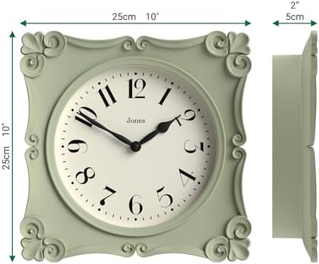 JONES CLOCKS® Rialto wall Clock | Ornate Vintage Style Square Clock | 10" | - Image 4