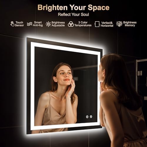 Delma LED Vanity Mirror with Lights 30x30 Inch, Front & Backlit Bathroom Mirror - Image 2