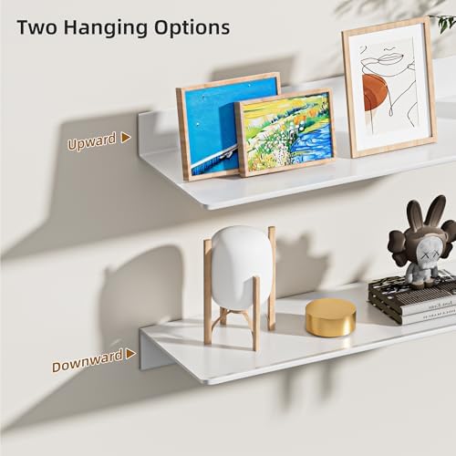 HNVNER Adhesive Floating Shelves 2 Pieces, Glossy White Shower Wall Shelf - Image 6