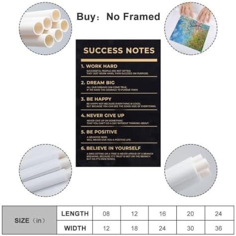 WBYMZWP Success Notes Motivational Poster Canvas Wall Art Aesthetic Decorative - Image 2