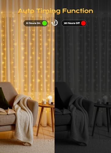 Brightown 300 LED Curtain Lights, 9.8 FT Plug in Fairy Lights - Image 3