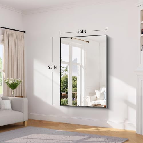 Koonmi Black Bathroom Mirror for Over Sink, Metal Framed 36"x55" Wall Mirror - Image 6