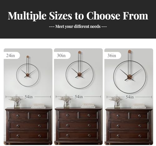 Cuspin 36 Inch Large Wall Clock, Modern Black Metal Clocks - Image 6