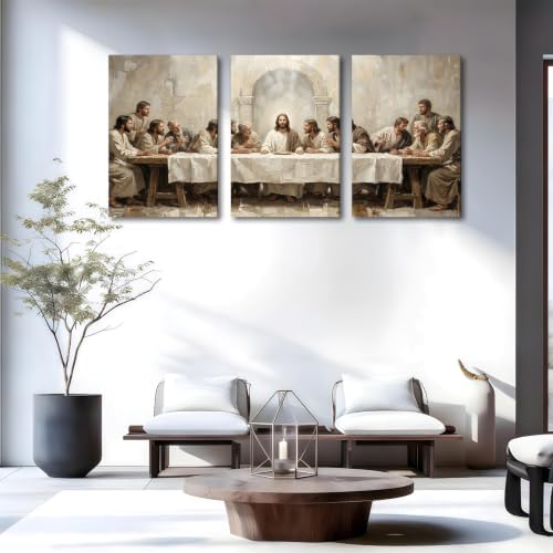 SIXWOOD Jesus The Last Supper Large Canvas Wall Art 3 Piece - Image 3