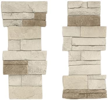 GenStone Faux Stacked Stone Pillar Panel 11.25" x 24" in Vanilla Bean Color by GenStone