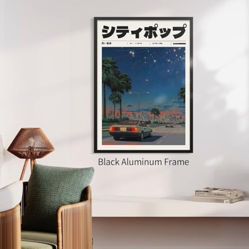 Vintage Japanese Black Framed Wall Art 90s Vaporwave Aesthetic Prints Asian - Image 5