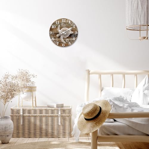 XFM Vintage Sea Turtle Wall Clock 20 Inch Large Farmhouse - Image 3