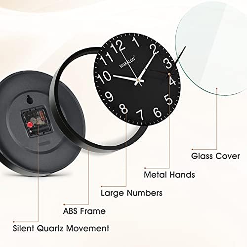 10in Silent Black Wall Clock Battery Operated Home Room Office Wall Decor - Image 2