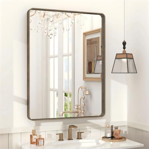 24x32 Inch Brushed Bronze Bathroom Vanity Mirror by CHARMOR