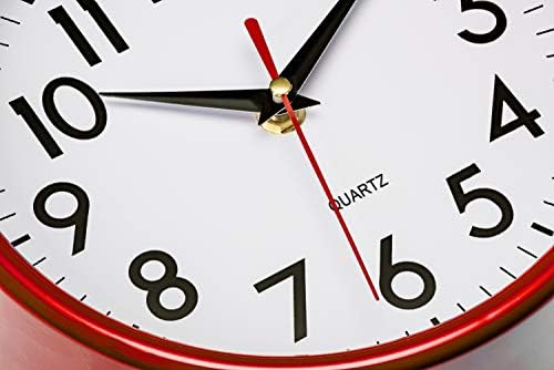 Bernhard Products Red Wall Clock 8" Retro Kitchen Silent Non-Ticking Quality - Image 4