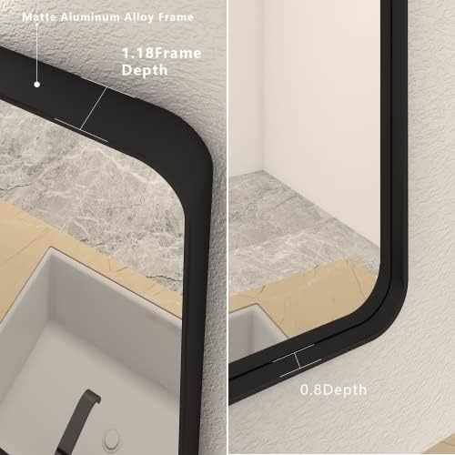 44x30 Inch Black Metal Framed Bathrrom Mirror - Image 2