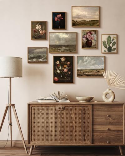 ARPEOTCY Vintage Framed Botanical Wall Art, Bedroom Bathroom Dark Dried Flower - Image 5
