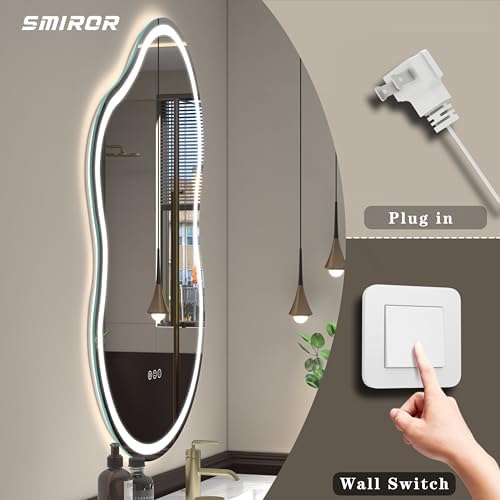 SMIROR 20x36 Irregular Led Lighted Bathroom Vanity Mirror - Image 6