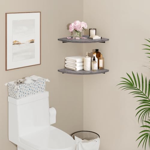 Homode Corner Shelf Wall Mount, Round Corner Floating Shelves Set of 2 - Image 2