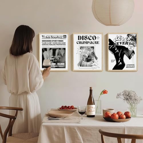 uniro Trendy Newspaper Gallery Wall Decor Set of 6 Disco Tequila Prints etro - Image 4