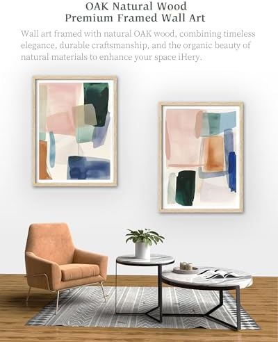 iHery 16x20in Blue Green Geometric Framed Abstract Wall Art - Image 6