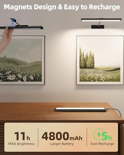 EZVALO Picture Light for Wall, 4800mAh 16'' Rechargeable Wireless IR Remote - Image 3