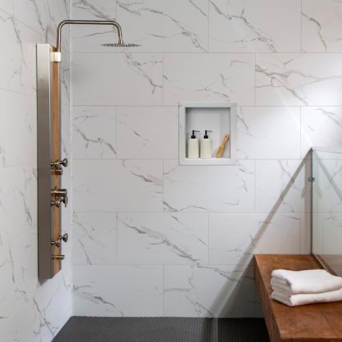 Palisade 25.6 in. x 14.8 in. Vinyl Wall Tiles in Carrara Marble - Image 4