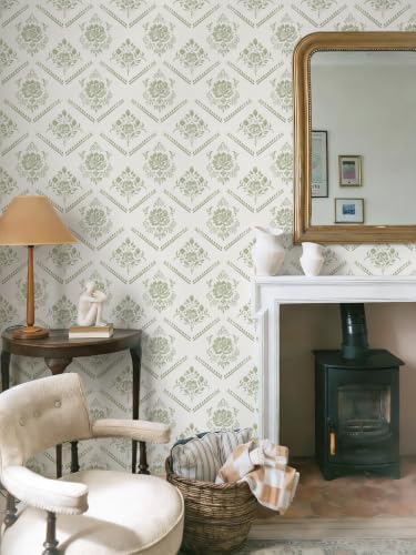 Heroad Peel and Stick Wallpaper Boho Floral Wallpaper Vintage Green Contact - Image 4