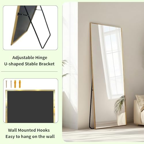 Sunniry Gold Floor Mirror 48x16 inch, Full Body Mirror, Metal Frame - Image 3