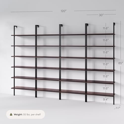 Nathan James Theo 6-Shelf Tall Bookcase, Wall Mount Bookshelf - Image 4