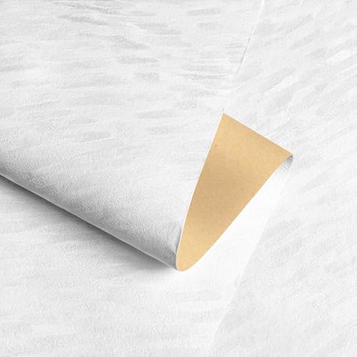 Yenhome 30"X118" White Velvet Wallpaper Peel and Stick Modern Subtly Textured by Yenhome