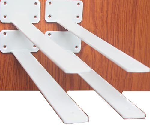 4 Pack - 16 inch White Hidden L Shelf Bracket Iron Floating Shelf Brackets by MHMYDZ