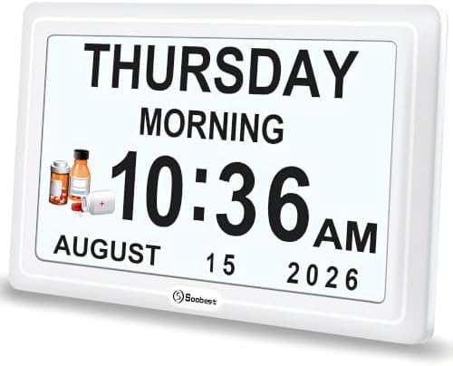 Soobest Dementia Clocks for Seniors, 7” Digital Date Clock Large Display by Soobest