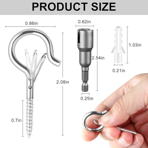 96 PCS Q-Hanger Hooks with Safety Buckle, Windproof Screw Hooks - Image 7