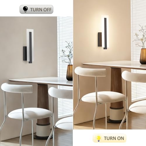 Tipace Hardwired Black Dimmable Modern LED Wall Sconce 2 Packs 3000K 3500K - Image 6