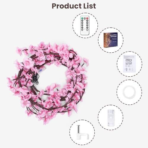 Cherry LED Tree Branch Lights for Wall, Cherry Blossom Willow Vine Twig Decor - Image 6