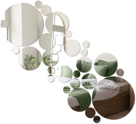 32Pcs Mirror Wall Stickers, Medium Circle Ceiling Mirrors by DIBALIYI